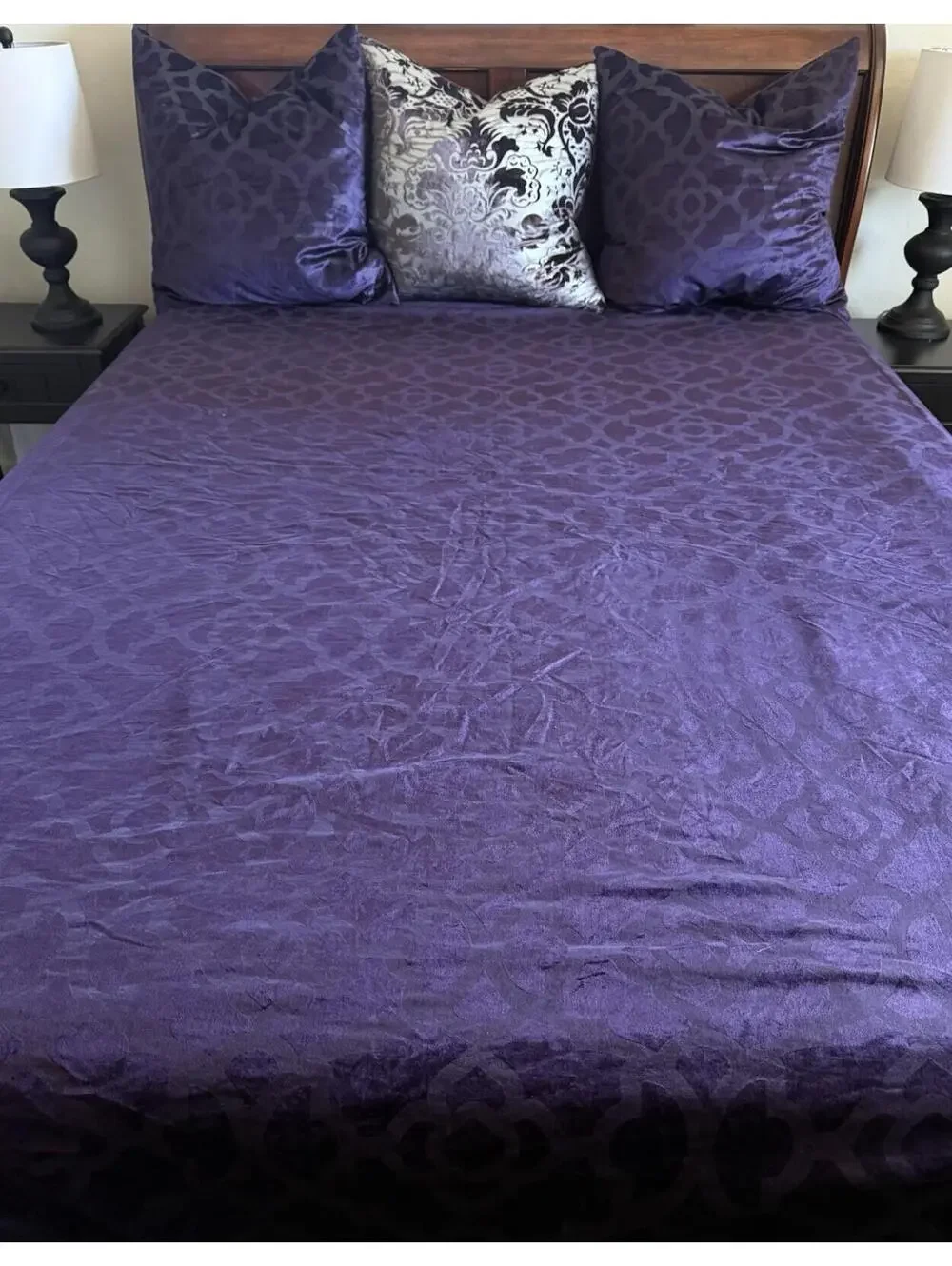Z Gallerie Queen Duvet Cover Purple Velvet + 3 Euro Shams 26x26